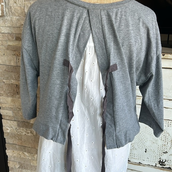 Matilda Jane Jane in the Clouds gray tunic eyelet top open back with ribbon tie - Picture 10 of 16